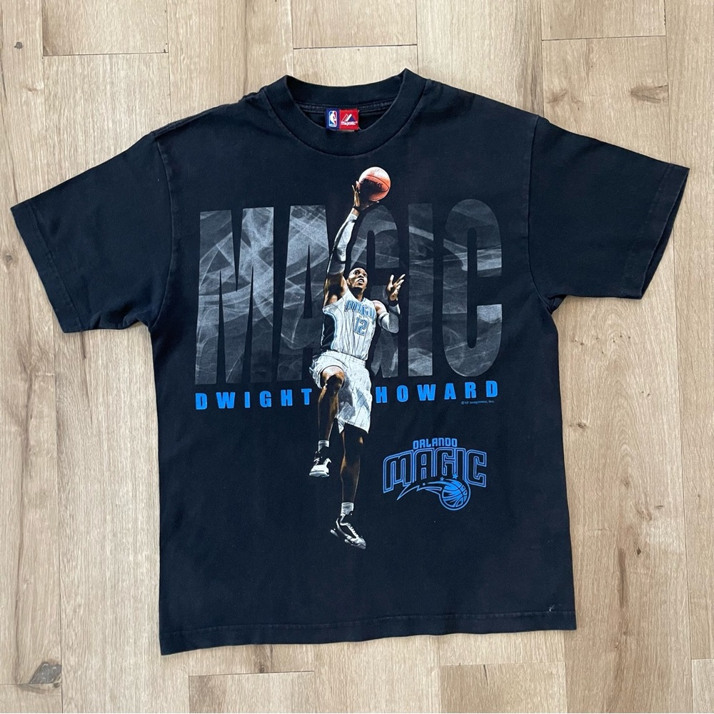 Vintage 2004 Nba Majestic Dwight Howard Orlando Magic Dunk Superman Basketball T